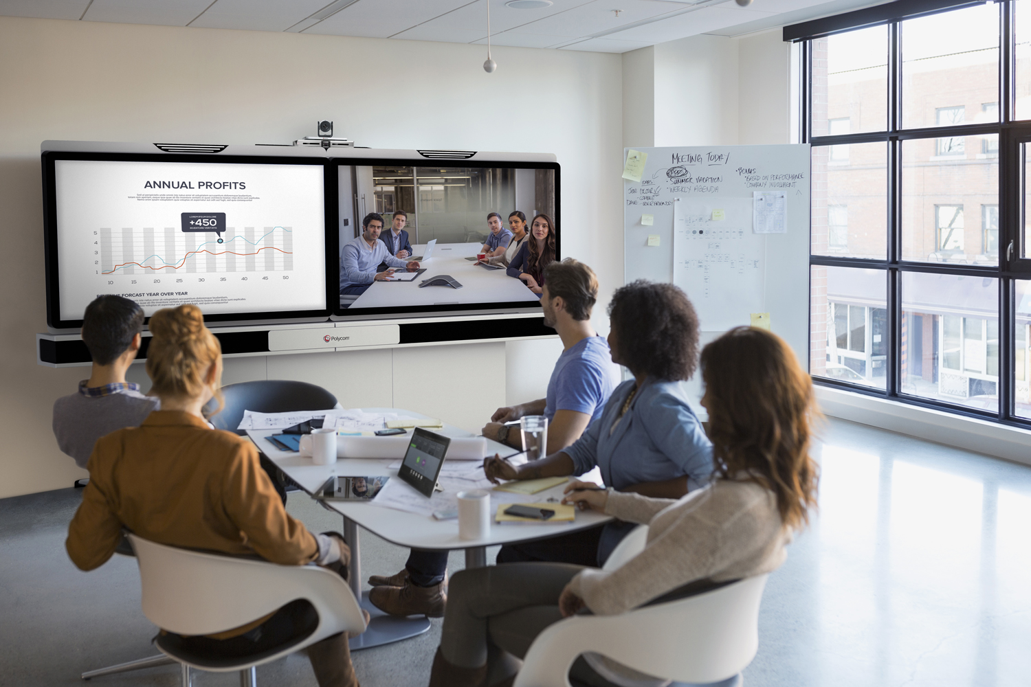 People Using Remote Screen Sharing Tools in a Meeting